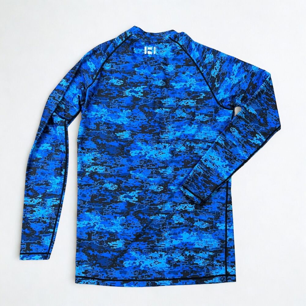 HUGE Sports Compression Shirt Mens Large Long Sleeve Blue Digital Camo